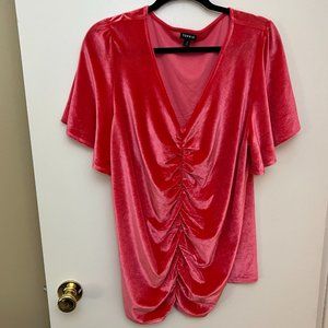 Torrid Pink Velvet Flutter Sleeve Top
